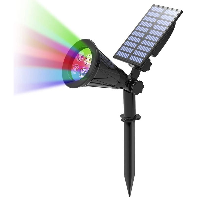 Lampe Solaire Extérieur, Solaire Projecteur Avec 4 Couleurs Changeantes, Extérieur Sans Fil Etanche Ip65 Lampe Jardin Avec 180° Réglable Spot Solaire Pour Jardin, Cour, Chemin, Allé.xa0[classe Énergé
