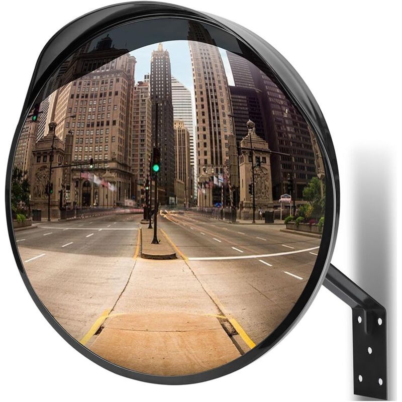 Miroir De Circulation Convexe, Réglable Miroir Garage, Pour Allée, Parc, 30 Cm, Avec Grand Angle, Soutien Pour L'Intérieur Et L'Extérieur