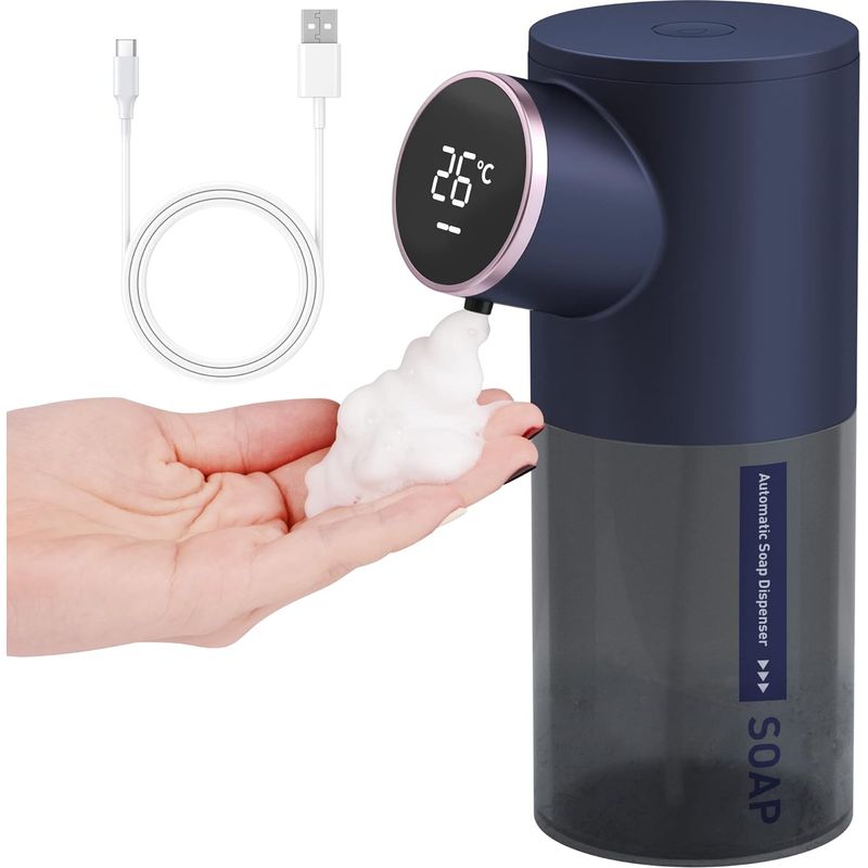 Distributeur De Savon Automatique, 320 Ml Distributeur Savon Mousse Avec Rechargeable Usb, Ipx4 Distributeur Savon Sans Contact Avec Détecteur De Infrarouge Capteur, Convient Pour Cuisine, Bain