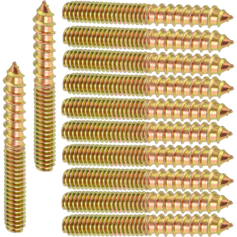 12pcs Vis Double Filetage, Connecteur De Meubles En Bois, Double Extrémité Fileté Autotaraudeuse Vis Tige Boulon Goujon Vis Double Filetage Bois Pour Meubles En Bois À Fixation, M6 X 40mm 1000 Pcs