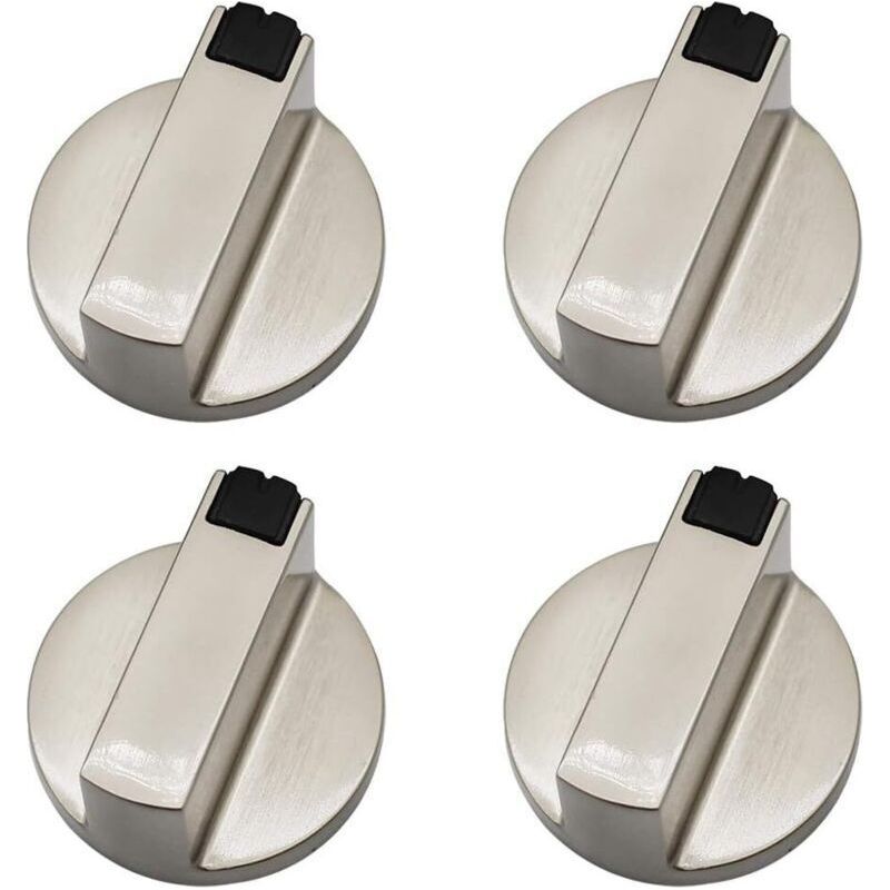 Lot De 4 Boutons De Commande En Métal – Alliage De Zinc Résistant Aux Rayures – Diamètre De L'Arbre 6 Mm – Pour Cuisinières À Gaz Et Fours