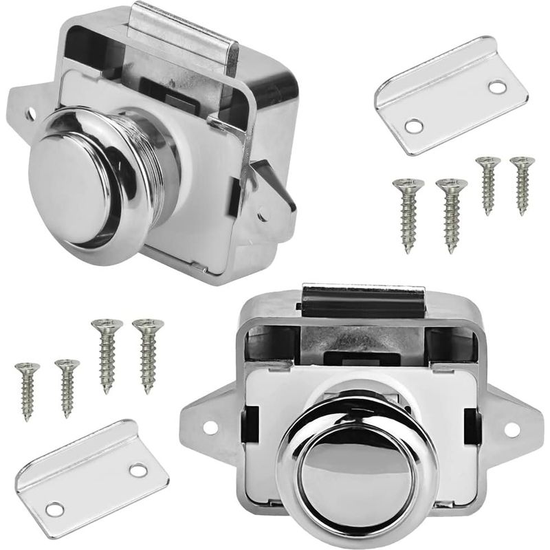 2 Pcs Verrouillage Push Lock Verrouillage De Meubles De Camping-car Verrouillage De Bouton De Verrouillage En Métal Tiroirs À Verrouillage Push Lock Meubles Serrure De Meubles Serrure