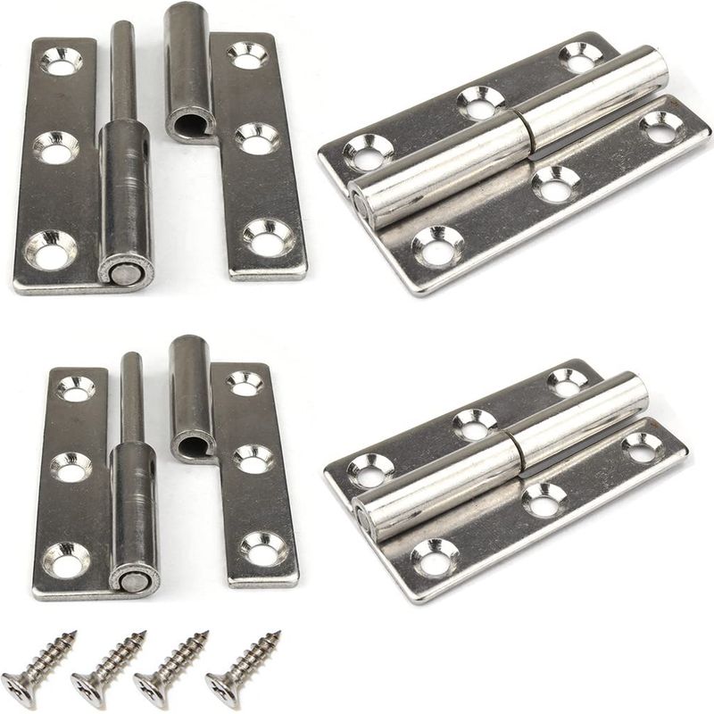 Lot De 4 Charnières Amovibles 7,6 Cm En Acier Inoxydable 304 Résistance À La Rouille Pour Portes Intérieures Et Extérieures