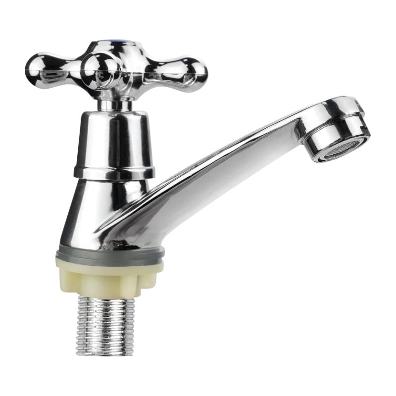 Mitigeur De Lavabo Moderne À Poignée Croisée – Alliage De Zinc – Noyau En Céramique – Installation Facile Sans Perçage – Économie D'Eau