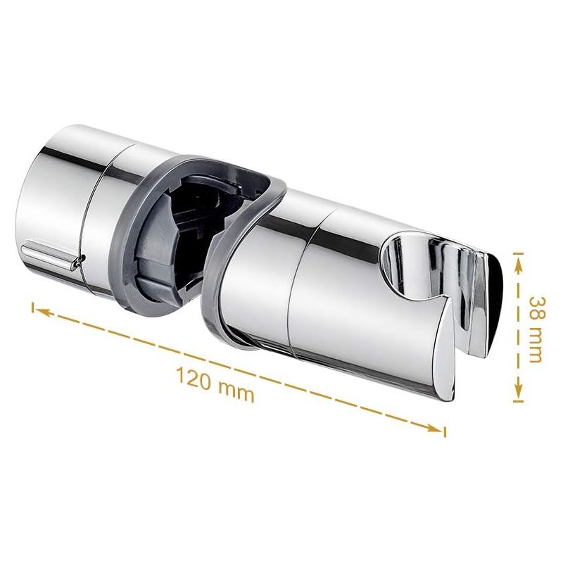 Support Pommeau Douche Réglable Pour Barres 19-25 Mm – Plastique Abs Chrome – Installation Sans Outil – Coussin Silicone Antidérapant