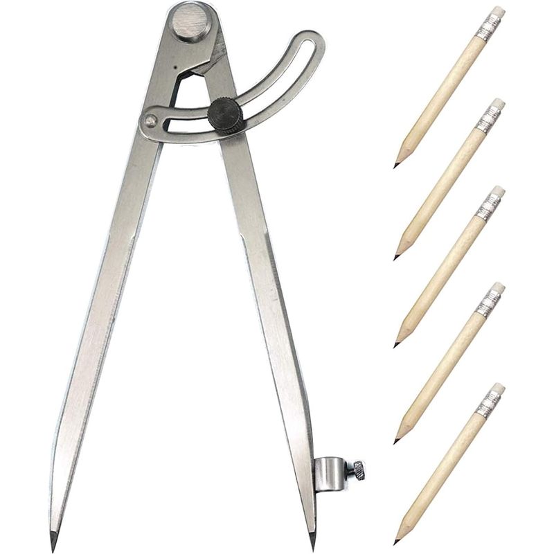 Compas De Mesure En Acier Au Carbonne Avec 5pcs Crayons Compas De Précision Réglage Pour Jauge De Marquage Industriel Cuir Rentrée Ecole