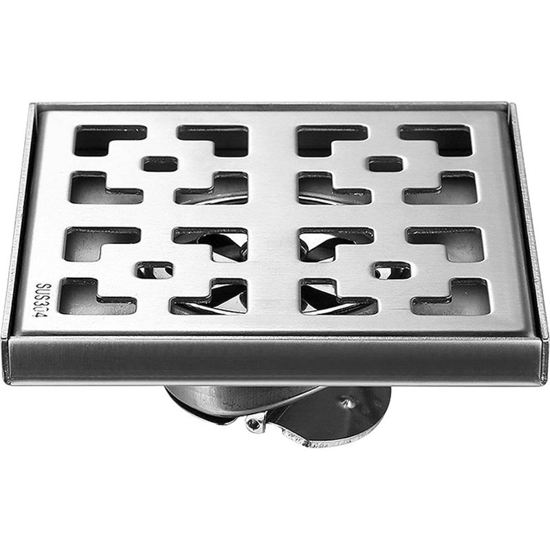 Siphon Douche Carré Brossé 12x12cm – Acier Inoxydable 304 – Grille Amovible Anti-odeur – Drain Haute Capacité Pour Salle De Bain