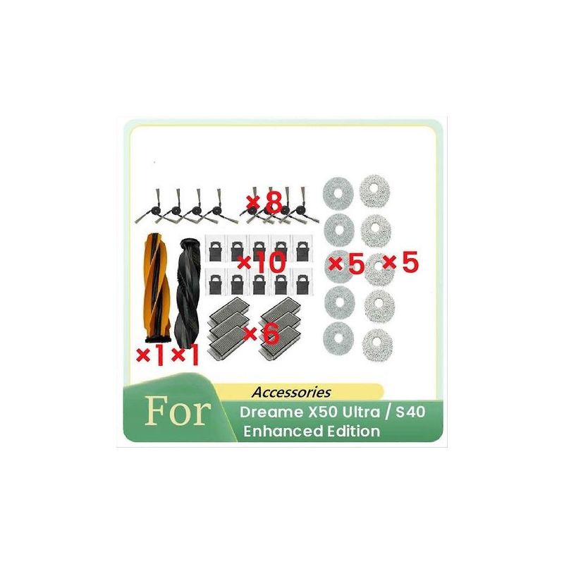 36 Pièces Pour Balai Dreame X50 Ultra / S40 Enhanced Edition Accessoires Pour Balai À Franges : Brosse Principale, Filtre, Chiffon