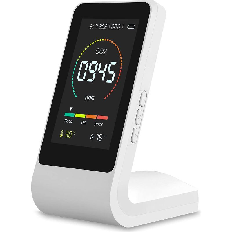Détecteur De Co2 Avec Capteur D'Humidité Et Température – Affichage Numérique Led – Alarme 1000 Ppm – Portable Pour Espaces Confinés