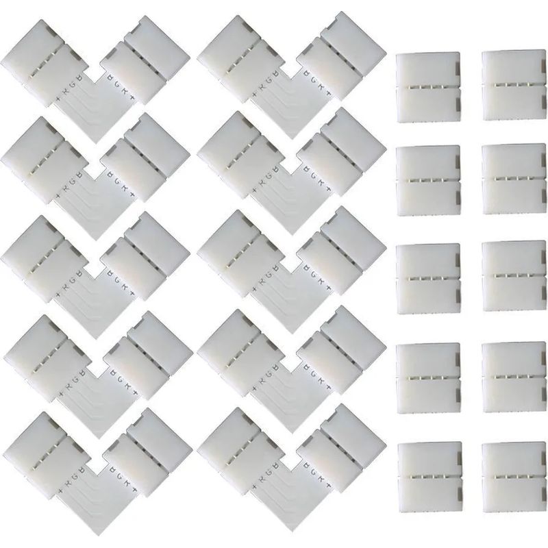 10 Pcs En Forme De L Raccord D'Angle De Raccord Rapide Led 4 Pin, 10 Pcs 4 Pin Led Bande De Connecteur, Pour Les Strip Led Smd 5050 Rgb De 10mm De Large (blanc)