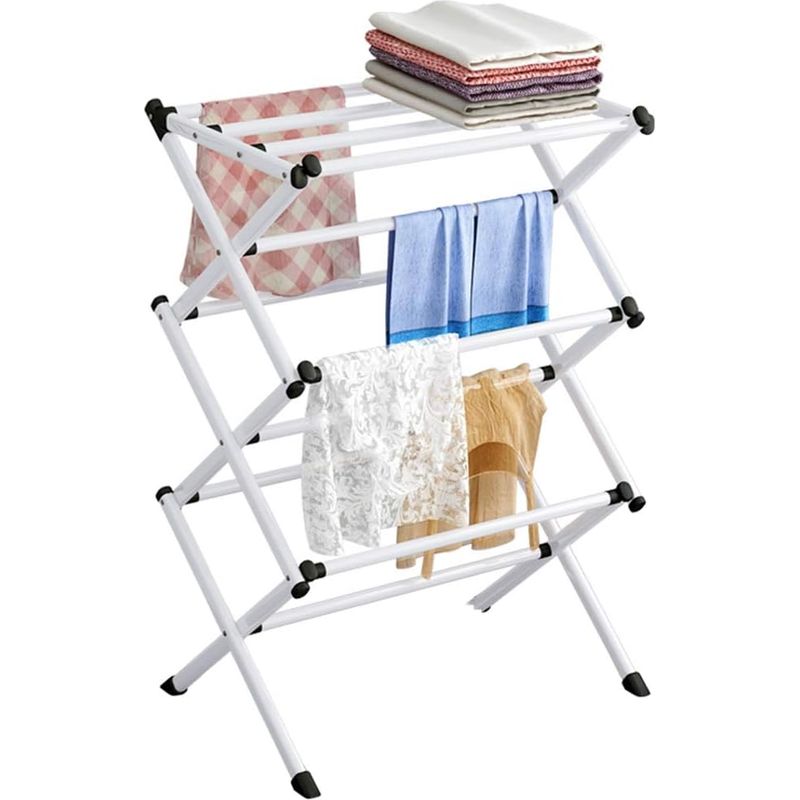 Séchoir À Linge Pliable 4 Niveaux – Acier Antirouille – Capacité 50 Kg – Dimensions 63x39x98 Cm – Design Extensible Pour Gain D'Espace