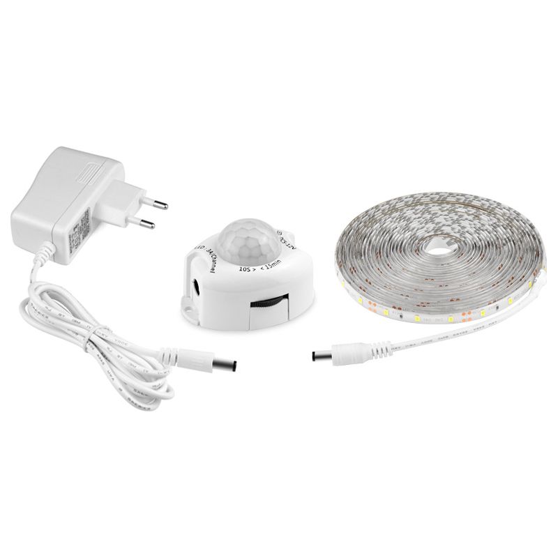 Ruban Led Étanche Ip65 Avec Détecteur De Mouvement – Bande Lumineuse Autocollante 5m – Alimentation 12v Pour Éclairage Intérieur Et Extérieur