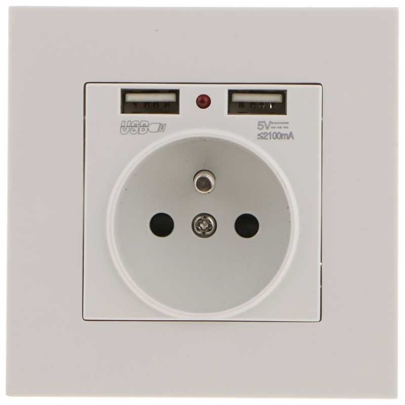 Prise Murale, Prise Electrique Murale Avec Double Usb 5v/2100ma, Prise Encastrable Avec 2 Ports De Usb Pratique Et Manialble