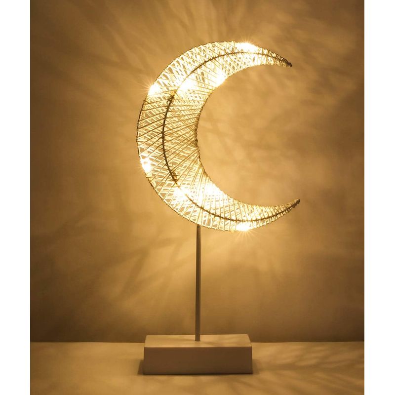 Veilleuse Pour Enfants, Lampe De Bureau Décorative, Alimenté Par Pile Lampe De Chevet Led En Forme De Lune, Éclairage De Nuit Lumière Blanche Chaleureuse