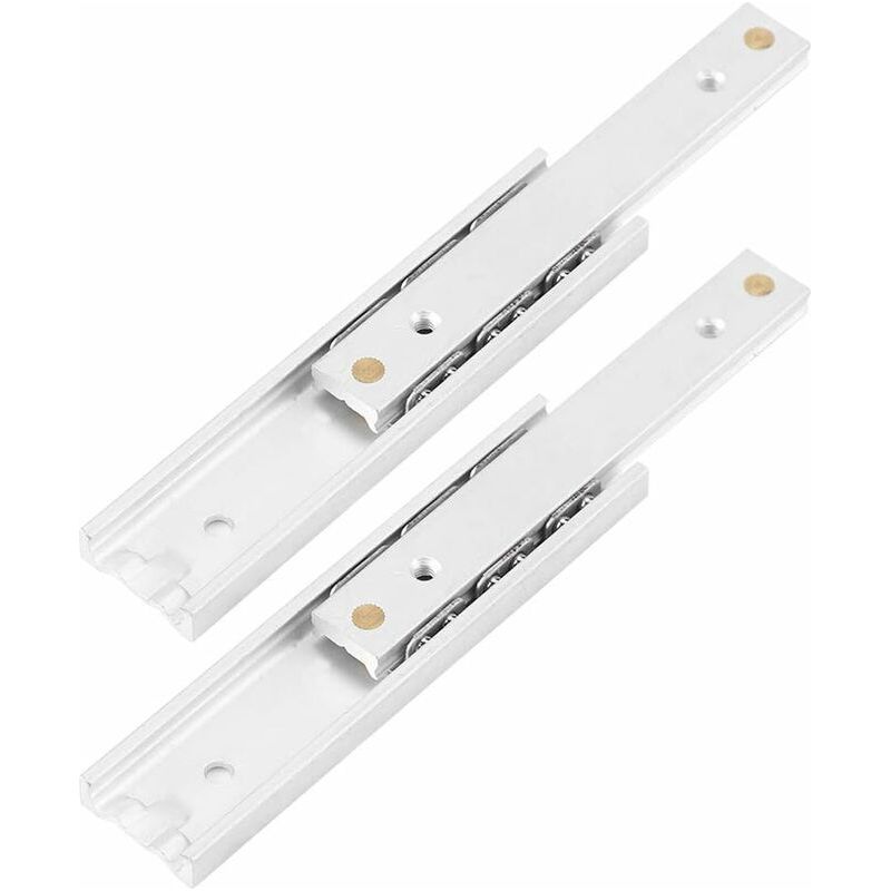 Coulisses De Tiroir En Alliage D'Aluminium – 2 Pcs – Rail Télescopique 140mm – Installation Facile Avec Vis – Glissière Lisse Pour Armoires
