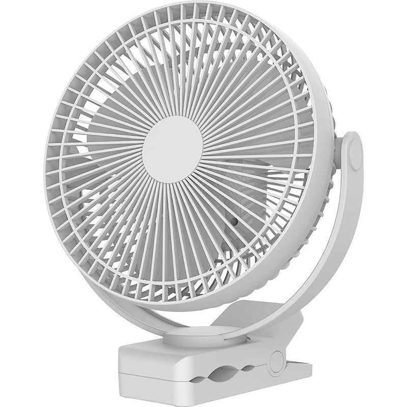 Ventilateur À Clip À Piles 10000 Mah 20cm, Ventilateur Usb Portable, 4 Vitesses, Débit D'Air Puissant, Pince Robuste Pour Bureau Personnel, Voiture De Golf, Voyage En Plein Air, Camping（blanc）