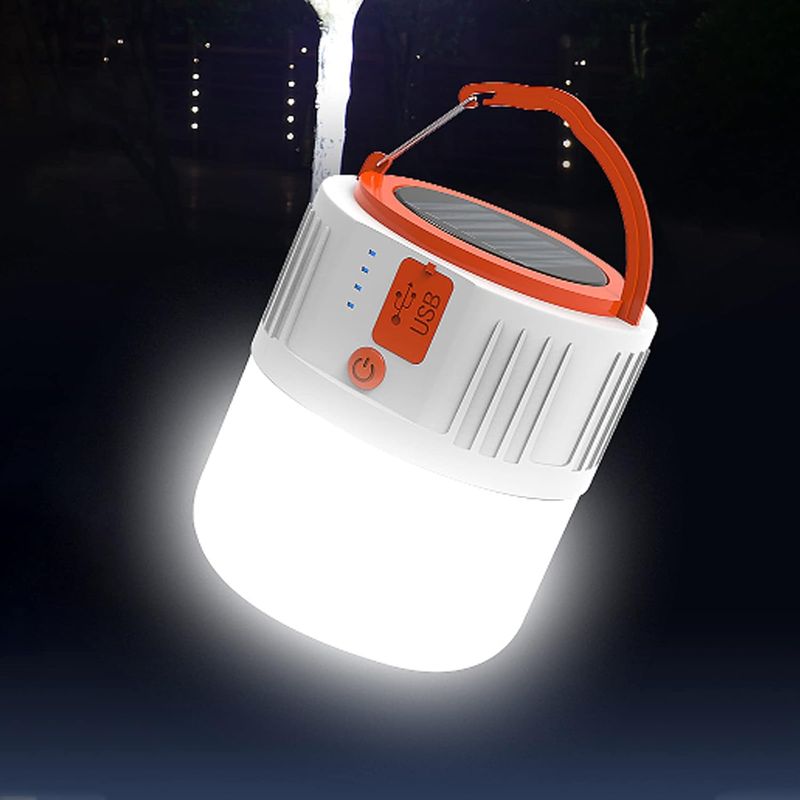 Lampe Solaire Rechargeable, Lampe De Poche De Camping De Poche Extérieure, Lampe De Tente Portable, Banque D'Alimentation De Lumière D'Urgence De Sécurité, Lumière D'Inondation De Pêche À 5 Modes (bla