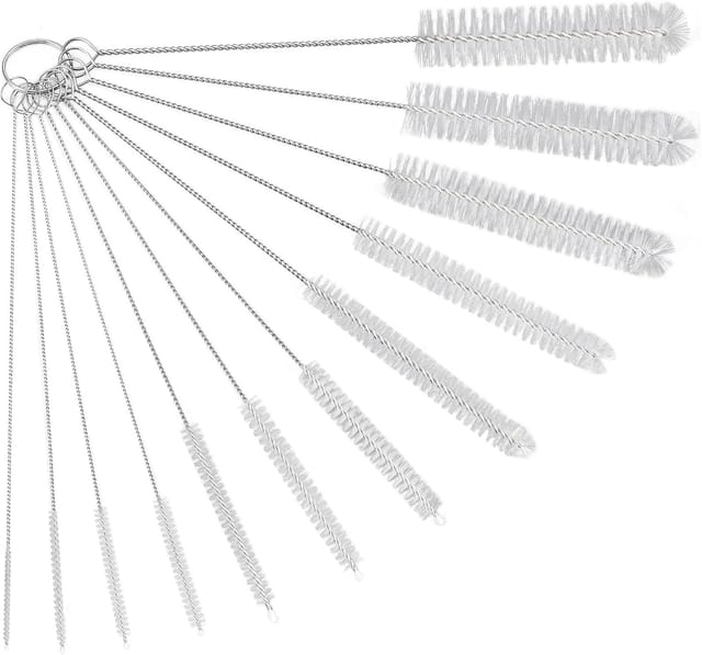 BEBUSINGOTO Set mit 12 Reinigungsbürsten, Reinigungsbürste für Tuben, Glasflaschen, Babyflaschen, Wasserkocher und Tastaturen, Nylon-Reinigungsbürste