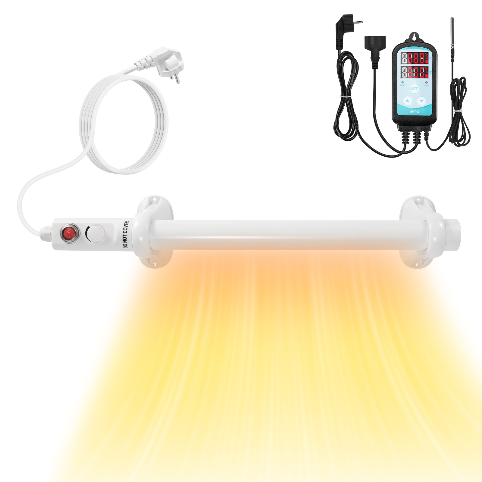Tolletour Gewächshausheizung 135w, Rohrheizung 1000 Mm Mit Thermostat 0–90 °c, Weiß