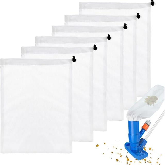 Set Mit 6 Ersatz-netzbeuteln (32 X 23 Cm) Mit Kordelzug Für Pool-laubsauger, Geeignet Für Schwimmbäder Und Aquarien
