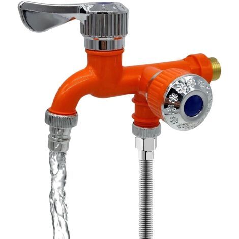 2-in-1-multifunktionsarmatur Mit Zwei Ventilen, Waschtischmischer, Umsteller Und Spender – Orange