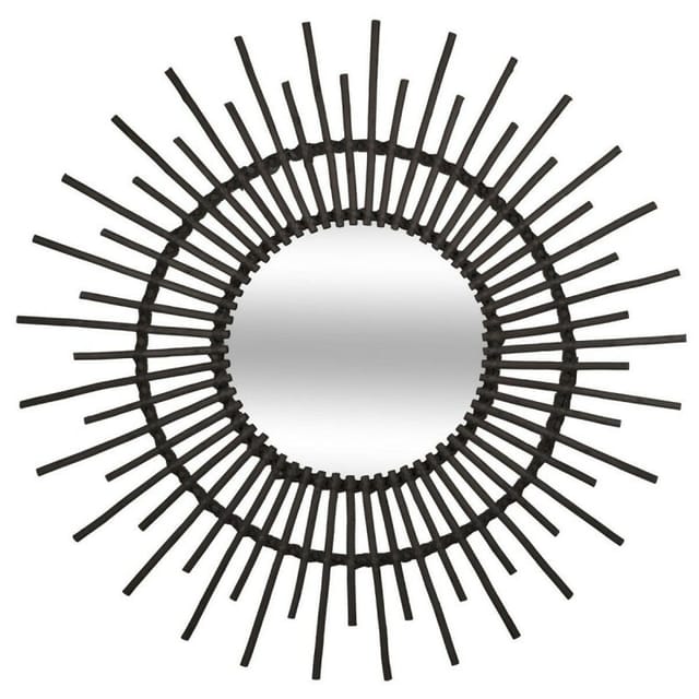 Atmosphera - Deko-Spiegel Rattan Durchmesser 76 cm Schwarz - Noir