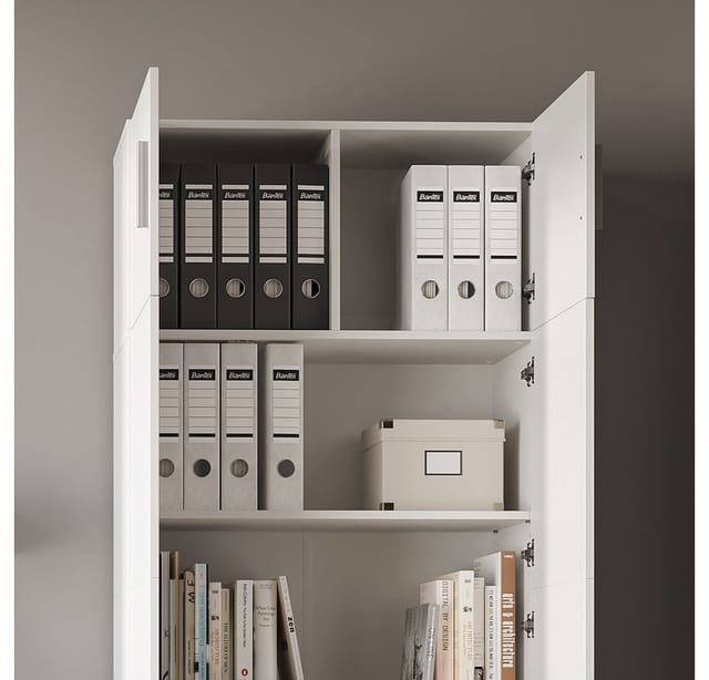 Vicco - Aktenschrank Frank, Weiß, 80 x 182.4 cm mit Schrankaufsatz