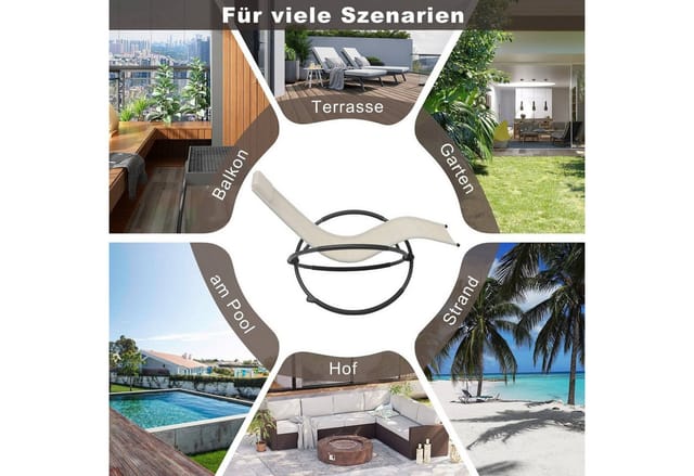 2er Set Gartenliege Schwingliege Sonnenliege, klappbar, bis 160KG belastbar, Textilenbezug grau - Woltu