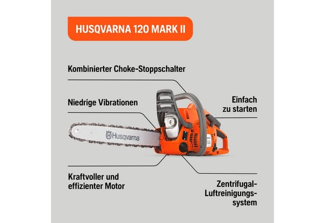 120 Mark ii Benzin Kettensäge 1,4 kW 38 cm³ 45 cm ( 967861903 ) - Husqvarna