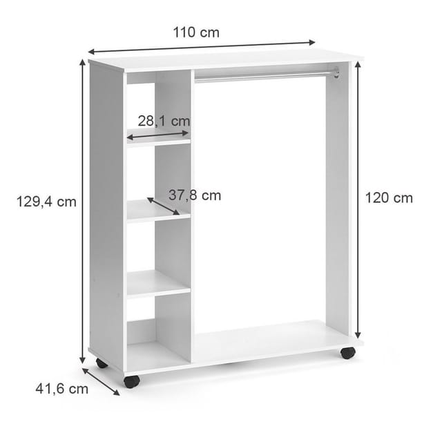 Garderobe Cosmo, Weiß, 110 x 129.4 cm Vicco