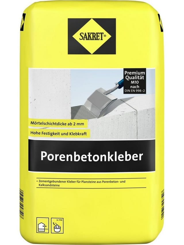 Porenbetonkleber 10 kg Fliesenkleber & Baukleber - Sakret