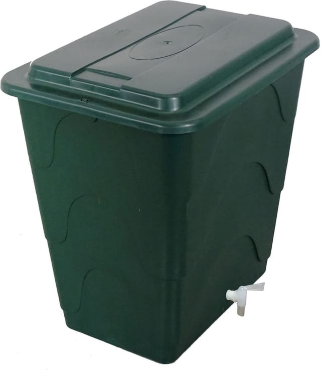 Trendline - Regentonne eckig Deckel Hahn 240L grün Regenwassertonne Wassertank