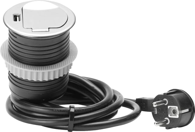 Einbausteckdosenleiste 1-Fach 1,5m mit usb, H05VV-F3 G1,5 mm Verlängerungskabel - Unitec
