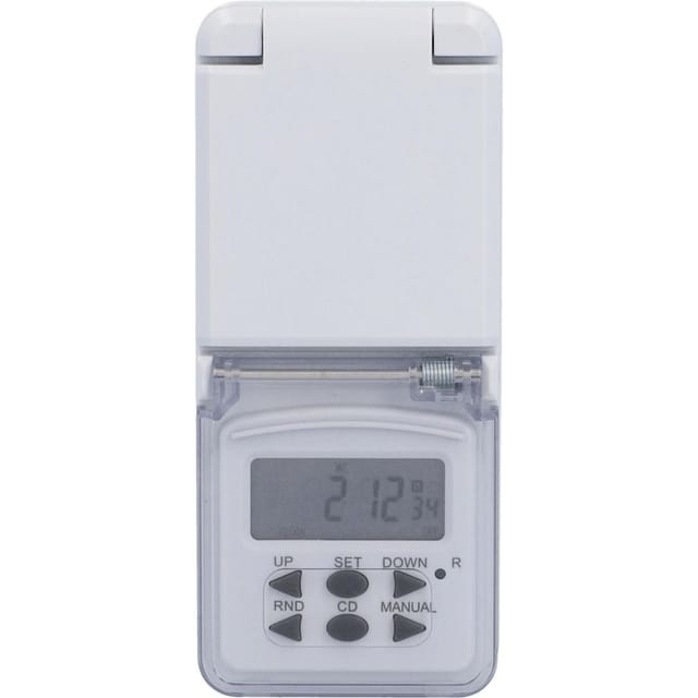 Wochenzeitschaltuhr mini 1.800 w mit Schutzabdeckung digital, weiß, IP44 Zeitschaltuhren