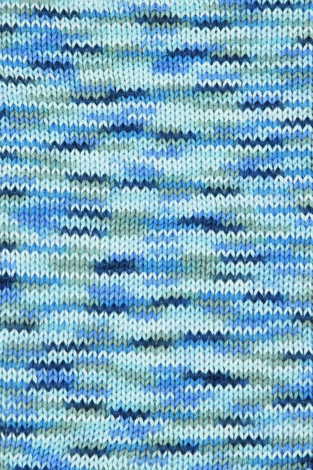 Gründl - Wolle Cotton Quick print 50 g blau-marine-grau-mix color Handarbeit