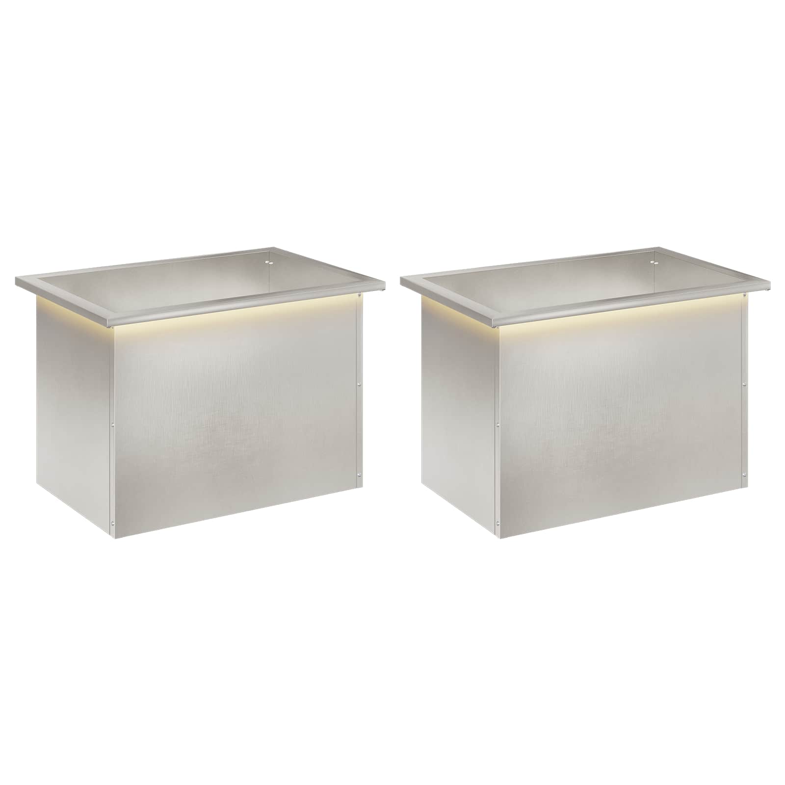 Garten-pflanzkübel Mit Led 2 Stk. Silber 40 × 60 × 40 Cm Vidaxl