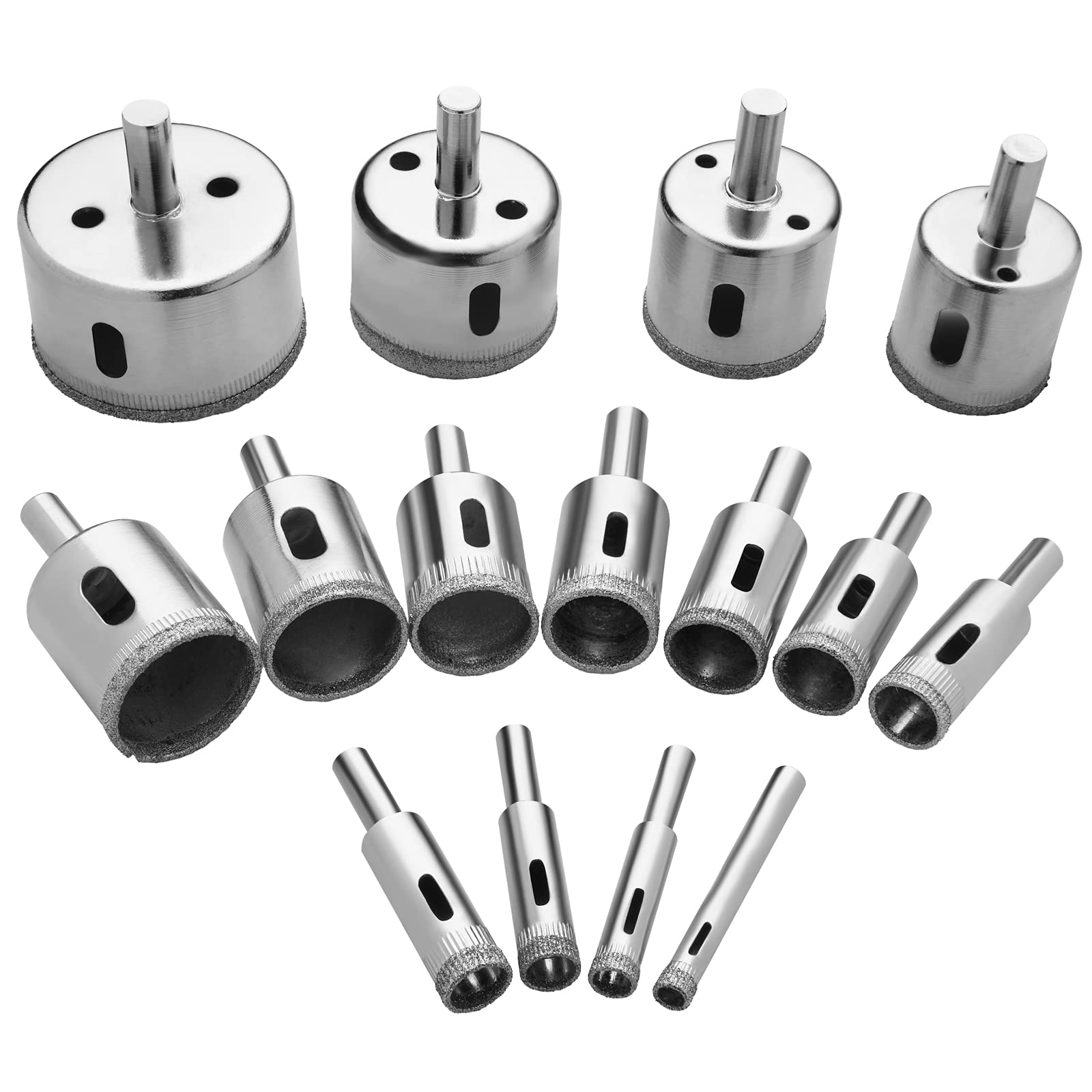 Set Mit 15 Diamant-lochsägen (8 Mm – 50 Mm) Aus Kohlenstoffstahl Für Glas, Fliesen, Keramik, Marmor Und Porzellan