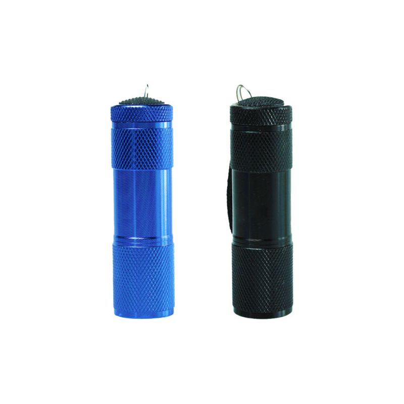 Kleine, Gummierte Taschenlampe Mit Schultergurt, Tragbar, Ideal Zum Campen Und Wandern, Blau Und Schwarz