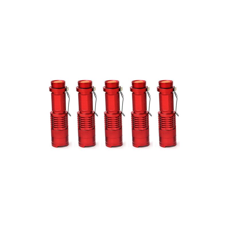 5 Mini-teleskoptaschenlampen Mit Akku, Für Wiederaufladbare Leds, Rot