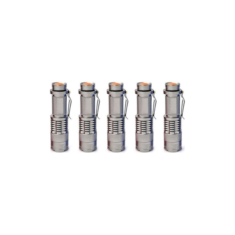 5 Mini-teleskoptaschenlampen Mit Akku, Für Wiederaufladbare Leds, Silber