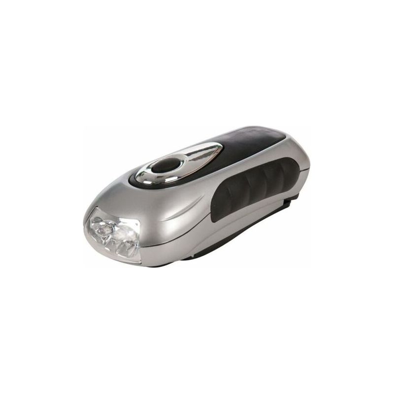 Umweltfreundliche Kurbeltaschenlampe – 3 Leds – 2 Leuchtmodi – 30 Minuten Leuchtdauer Pro Betriebsminute – Gummierter Griff