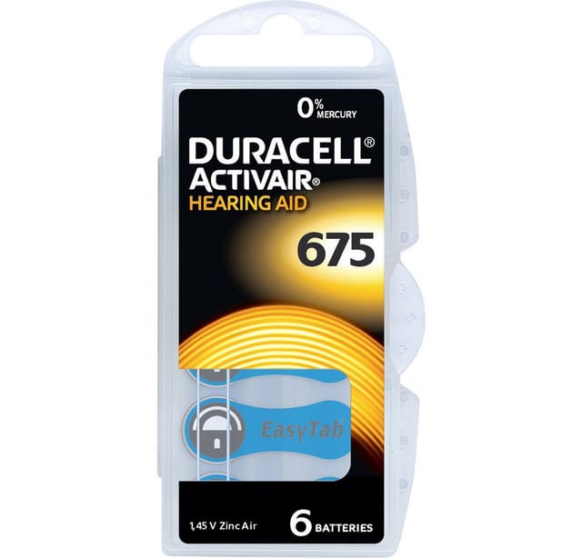Duracell - Hörgerätebatterie za 675 1.45 v 6 St. 630 mAh Zink-Luft Activair 675