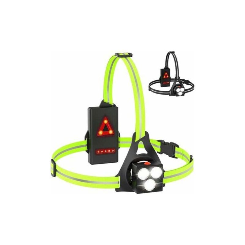 Lauflicht, Wiederaufladbare Led-lauflampe Mit Usb-anschluss, 120° Verstellbare Brustleuchte, 500 Lumen, Lauflicht Mit Reflektorstreifen Für Joggen Und Outdoor-sportarten