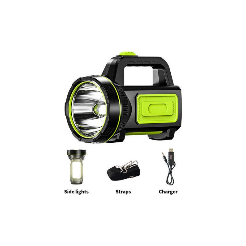 Leistungsstarke, Per Usb Wiederaufladbare Led-taschenlampe (mah) Mit Seitlicher Beleuchtung, Wasserdicht, Ideal Für Notfallsituationen Beim Wandern, Campen Und Jagen (mit Seitlicher Beleuchtung).