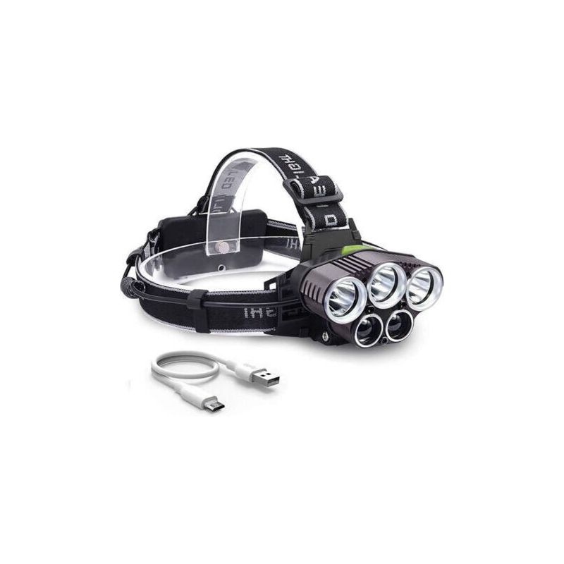 Wiederaufladbare Stirnlampe, 100 Lumen, Leistungsstarke Beleuchtung, 5 Leds, Usb-aufladbar, 6 Beleuchtungsmodi, Batterielos, Stoßfest, Zum Gehen, Laufen, Campen Usw.