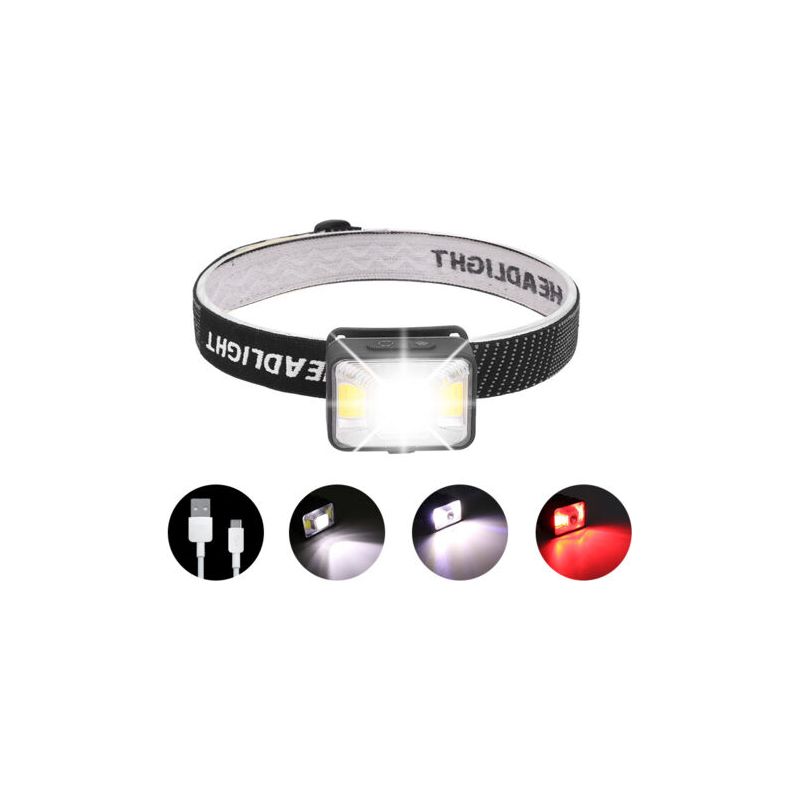 Wiederaufladbare Led-stirnlampe Mit 1800 Mah Akku, Usb-anschluss, 200 Lumen, Kleine Mini-arbeitsleuchte Mit 5 Weißen Und Roten Beleuchtungsmodi, Leistungsstarke Ipx5 Wasserdichte Stirnlampe Zum Laufen
