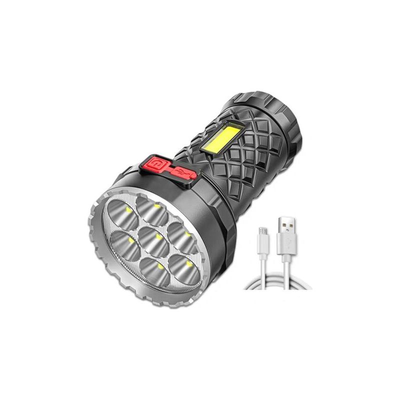 Hochleistungsfähige Abs-cob-taschenlampe Mit Zwei Lichtquellen Und Seitenlicht, Usb-aufladbar, Superhelle Led-outdoor-taschenlampe Zum Nachtangeln