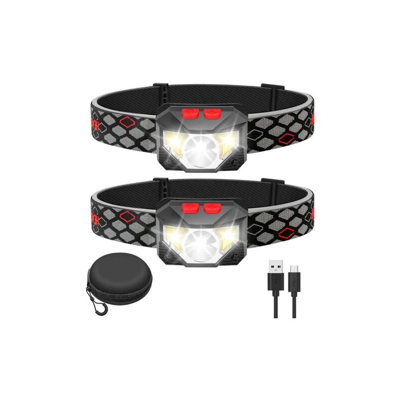 Led-stirnlampe, 2er-pack, Superhelle Lampe Mit Bewegungssensor, 1500 Lumen, 10 Modi, 1200 Mah, Usb-aufladbar, Wasserdichte Taschenlampe, Für Camping, Wandern, Angeln, Arbeit