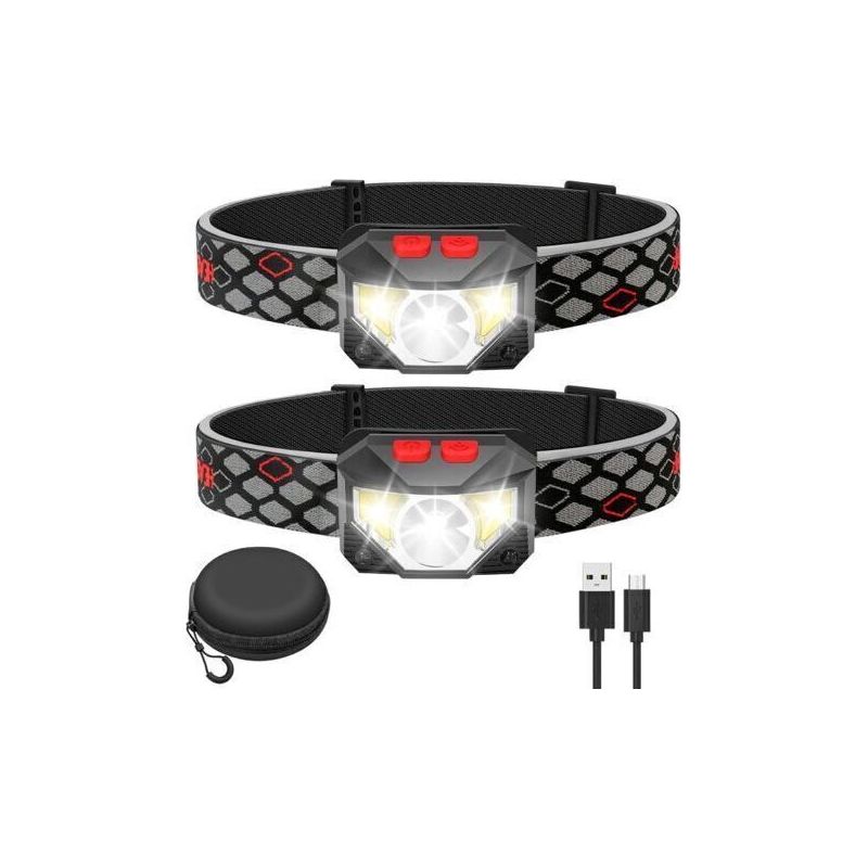 Barkbusters Led-stirnlampe, 2er-pack, Superhelle Lampe Mit Bewegungssensor, 1500 Lumen, 10 Modi, 1200 Mah Usb-akku, Wasserdicht, Ideal Für Camping, Wandern Und Mehr.