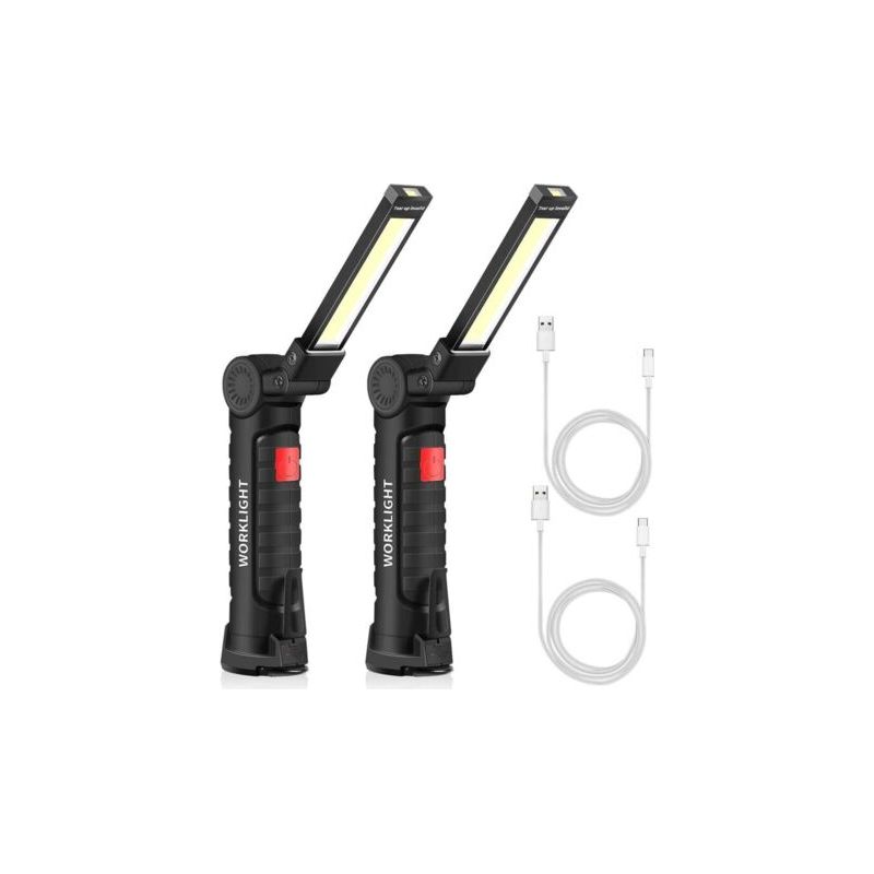 Wiederaufladbare Led-taschenlampe Per Usb, Arbeitsleuchte, Tragbarer Magnetischer Aufhängehaken Für Outdoor-camping-reparaturlampen (2 Stück Klein)